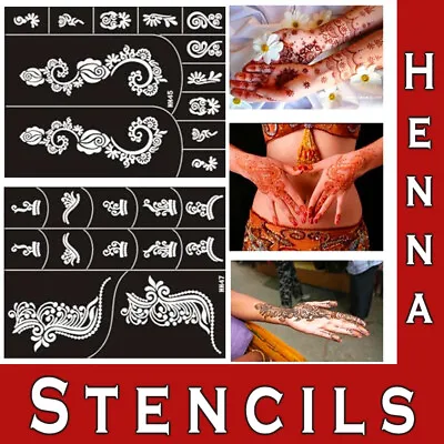 Temporary Tattoo Lace Body Art Stencils Glitter Mehndi Henna Hand Template • £3.98