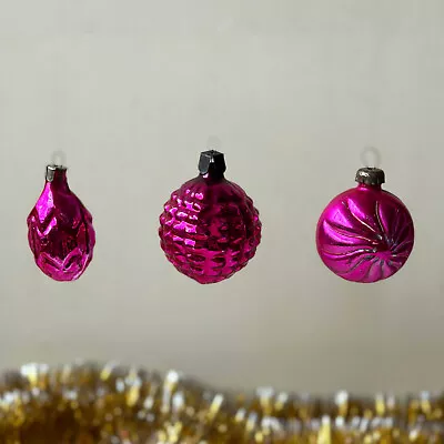 Hot Pink Vintage Christmas Decorations Set Antique Mercury Glass Ornaments • $33.85