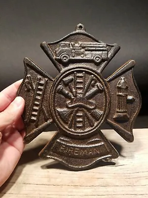 Antique Vintage Style Cast Iron Rust Fire Fighter Plaque Fire Mark Sign  • $20
