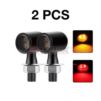 LED Motorcycle Turn Signals Brake Light Mini Bullet Blinker Amber+Red Indicator • $13.89