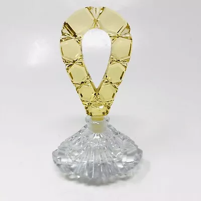 Vintage Czech Perfume Bottle Clear Crystal Yellow Dauber Signed 5.5  • $110.06