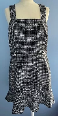 Miss Selfridge Dress Size 14 Black & White With Silver Accents In Fabric • £10