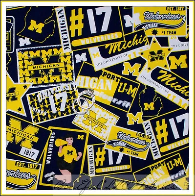 BonEful Fabric FQ State Michigan University Wolverines White Star Cheer US Sport • $7.03