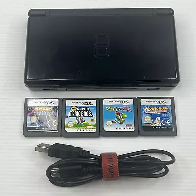 Black Nintendo DS Lite Console & Charger & 4 GREAT Games!  FREE POST - Good • $150