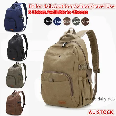 Men Mens Women Large Capacity Backpack Canvas Laptop Notebook School Travel Bag  • $32.95