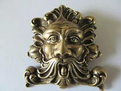 Art Deco Antique Brass Stain Gold Plated Medieval Green Man Designed Brooch Pin • $10.99
