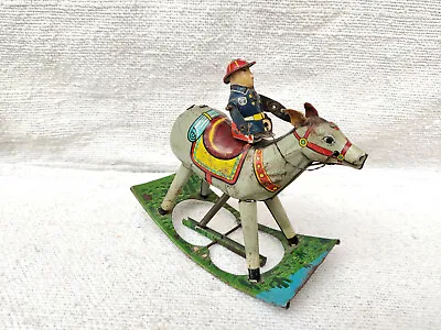 1950s Vintage CK Trademark Cow Boy See Saw Litho Windup Tin Toy Japan Toy256 • $689.96