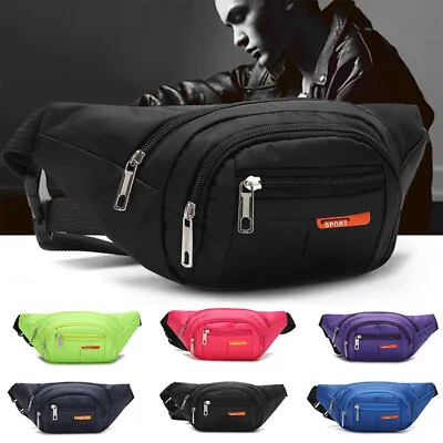 £7.15 • Buy Unisex Large Waterproof Waist Bum Bags Fanny Pack Belt Pouch Wallet Travel Bag Y