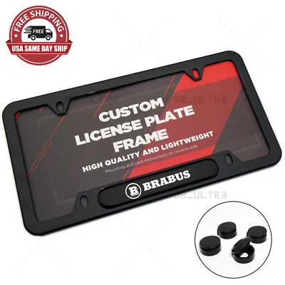 Gloss Black Front Or Rear Brabus Logo Emblem License Plate Frame Cover Gift • $14.99