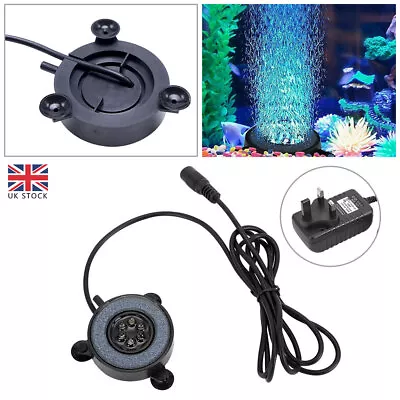 £8.63 • Buy Aquarium LED Light Fish Tank Bubble Pump Round Air Stone Disk Color Changing UK