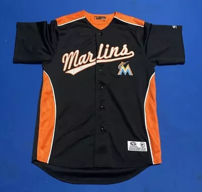 True Fan Miami Marlins Baseball Jersey Shirt Mens Buttons Genuine Black • $27.99
