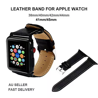$7.59 • Buy Genuine Leather Band Strap Classic Watch Band For Apple Watch IWatch 7/SE/6/5/4