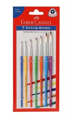 Low Cost Pack Of 7 Faber Castell Tri Grip Brush Round Type Brushes Art Craft • $14