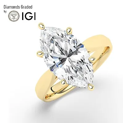 Marquise Solitaire Hidden Halo 18K Yellow Gold Engagement Ring4ctLab-grown IGI • £2754