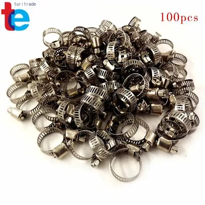 Adjustable 100 Pcs 3/4 -1 Stainless Steel Drive Hose Clamps Fuel Line Worm Clips • $19.36