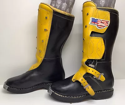 Vtg Young Mens Alpinestars Ms Toe Caps Racing Black Boots Size 4? • $69.99