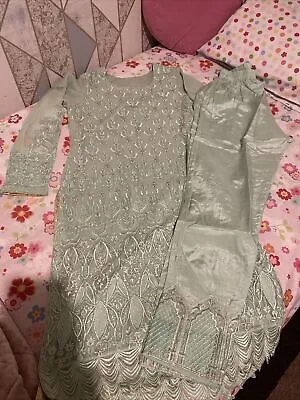 Pakistani Designer Suit 2 Piece Green Size 10 • £14