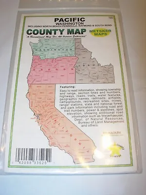 1993 Metsker Map Of Pacific County Washington WA SOUTH BEND TRAILS CAMPGROUND • $7.99