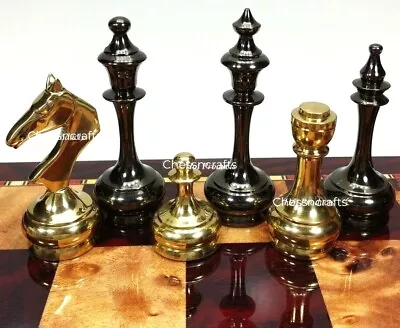 Brass Chess Pieces Set Collector Vintage Slim Modern Classic Style King 3.75  • $245