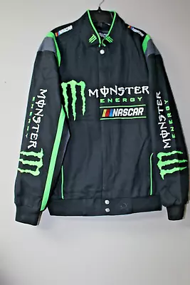 New NASCAR Monster Energy Embroidery Twill Cotton Black Jacket Men's L • $109.99