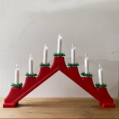 Red Christmas Candle Bridge Arch Xmas Decoration Battery Operated 7 LED Light Up • £9.99
