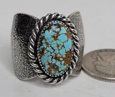 Number #8 Mine Turquoise Tufa Cast Sterling Silver Ring Size 11.25 37.1g Signed  • $499.95