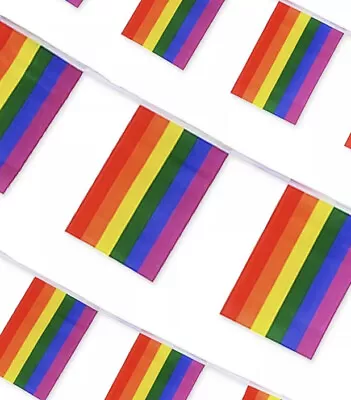 PRIDE LGBTQ+  Rainbow Bunting 12FT  Banner Party Festival Parade Birthday 🌈 • £2.99