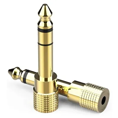 £2.99 • Buy SMALL To BIG Headphone Adapter Converter Plug  3.5mm To 6.35mm Jack Audio GOLD