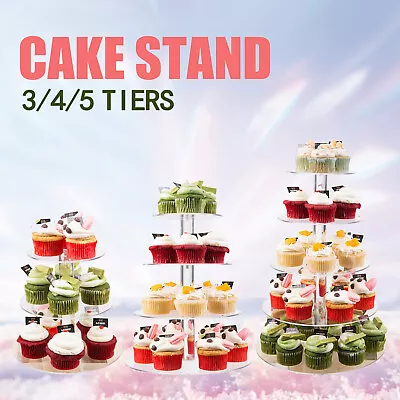 3/4/5Tier Acrylic Clear Round Cupcake Cake Stand Birthday Wedding Party AU • $17.89