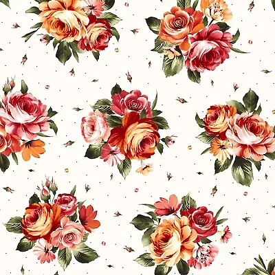 Maywood Studio - Harvest Rose Flannel - Bouquets - Cream Fabric By The Yard • $12.95