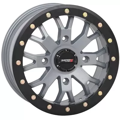 System 3 SB-4 Beadlock 14x7 ATV/UTV Wheel - Cement Grey (4/156) 4+3 [14S3-3357] • $153