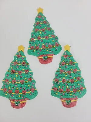 VTG 3 Christmas Tree Holiday Bow Pop Top Cake Topper Craft Decorative 6  • $15.99