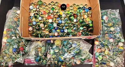 Vintage Glass Marble Lot Unsorted 2.5 Pounds 160+ Marbles Read Below! • $31.49