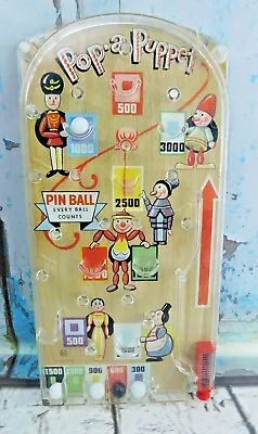 Vtg MARX  POP A PUPPET   Pinball Game 12-.5  X 6.5  X 1  Tin/Plastic Toy • $36.57