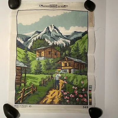 Margot Beautiful European Mountains & Cabin Needlepoint Canvas 18X 24  549 NEW • $65