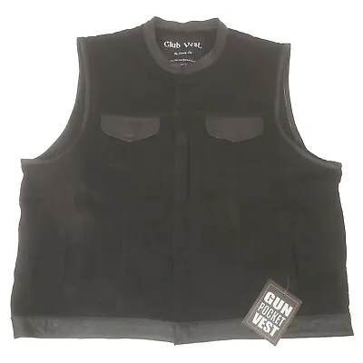 Men's Club Vest By Jimmy Lee   Black Concealed Carry Pocket Button Front Sz 5XL • $66.50