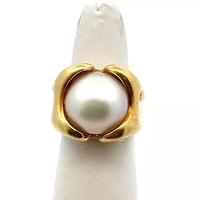 Marlene Stowe 18k Yellow Gold Mabe Pearl Ring Circa 1980's • $2450