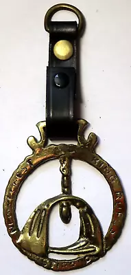 Vintage 6  Martingale Brass Leather KING RUFUS STIRRUP Hang Medallion HORSE A9 • $19.48