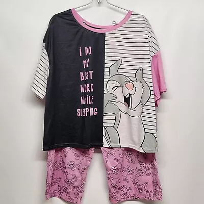 Disney Thumper Rabbit Bambi PJ Pajama Set Adult Women Capri + Tee NWT Sz 16 XL • $14