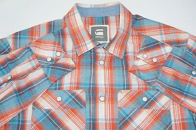 MEN'S G-STAR RAW LEAGUE CORTINA ROLL UP CHECK SHIRT IN BLUE Sz L LARGE  • £23.99