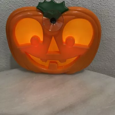 VINTAGE HALLOWEEN  LIGHT UP PUMPKIN JACK-O-LANTERN Lights Up Window Hanging. • $14.99