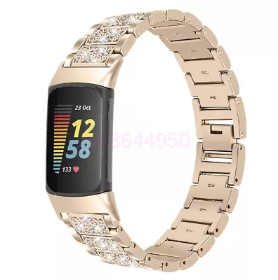 For Fitbit Charge 5 Bling Diamond Stainless Steel Watch Band Replacement Strap • $24.28