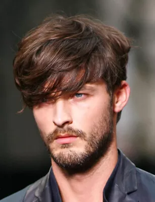 Dark Brown Short Hairstyles Men's Natural Wavy 100% Human Hair Wig 6 Inch • $32.99