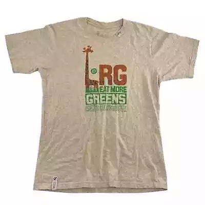 Lrg EAT MORE GREENS Oatmeal Screenprint Short Sleeve Men's T-Shirt Vegan Sz M • $15