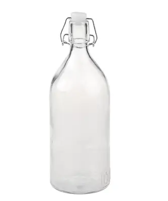 1000ML Clip Top Water Bottle 1 Litre Round Glass Bottle Flip Top Glass Bottles • $2.31