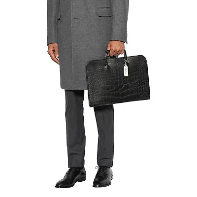 $8K LUXURY DELL'GA MILANO Handmade Black Briefcase Business Bag Real Crocodile • $2800