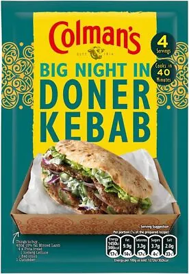 Colmans Big Night In Korean BBQ Doner Chicken Kebab Argentinian Steak Mix • £3.44