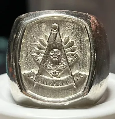 Freemason Masonic 925 Sterling Silver Men's Ring 20 Grams Size 10 USA Made • $100