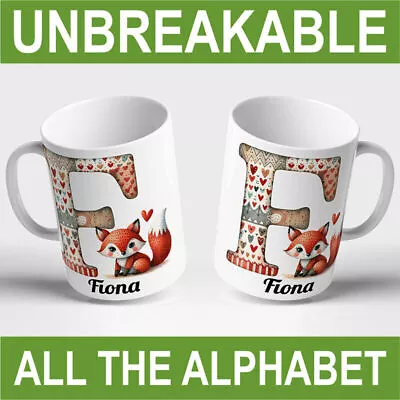 KIDS PERSONALISED UNBREAKABLE MUG Cup Child Name And Alphabet Letter Animals • £8.99