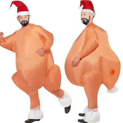 £19.98 • Buy Adult Inflatable Turkey Fancy Dress Costume Christmas Halloween Blowup Fat Suit+